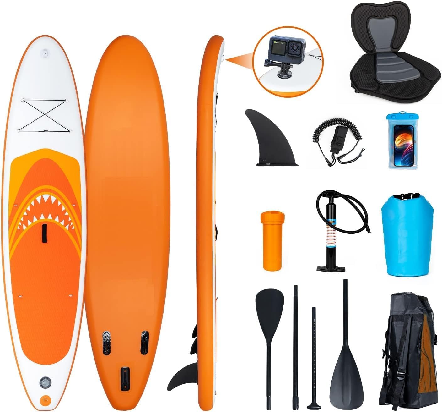 YU YUSING - Paddle Gonflable Adulte - 320/335cm - 2 personnes, siège kayak, pagaie alu, support caméra, pompe, 150kg