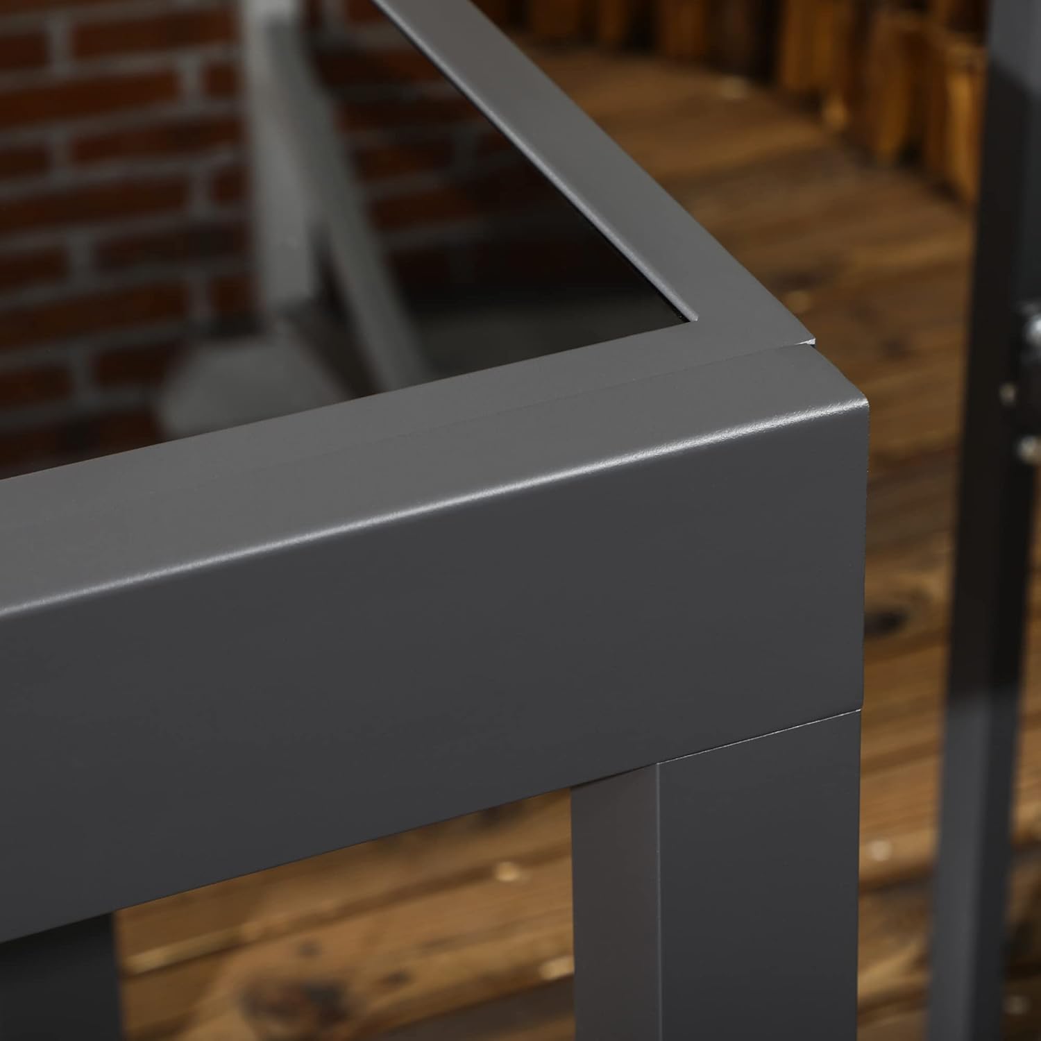 Outsunny - Table extensible jardin - 160x80x75 cm - verre noir, alu gris