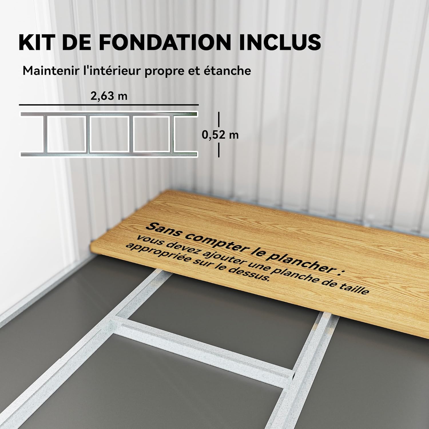 Outsunny - abri jardin XXL acier galvanisé 3,6 m² - 280x130x172 cm, portes coulissantes, kit fondation
