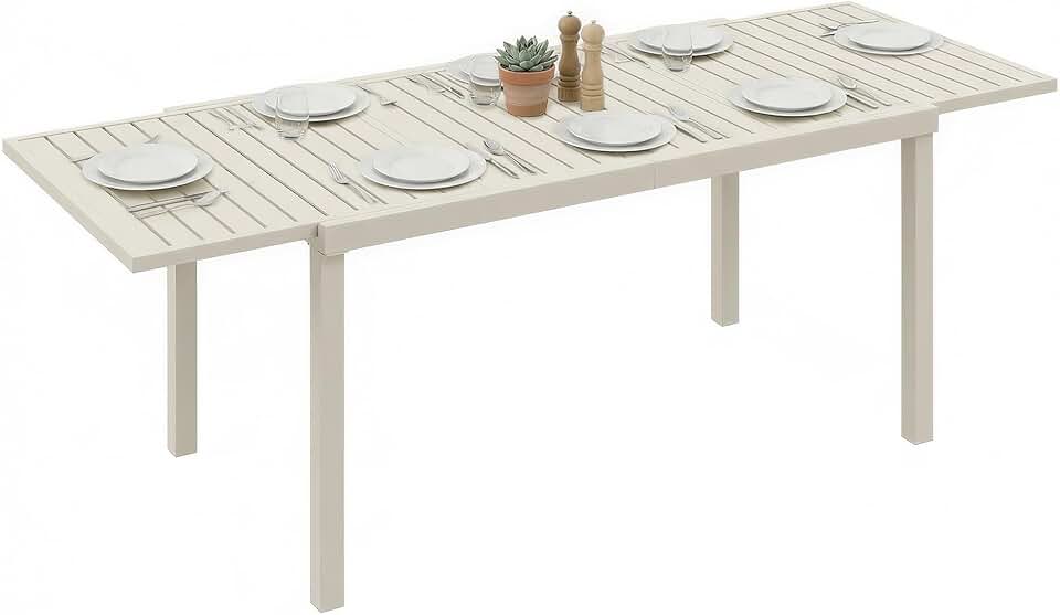Outsunny - table extensible 150-225 cm - aluminium léger, 6-8 pers