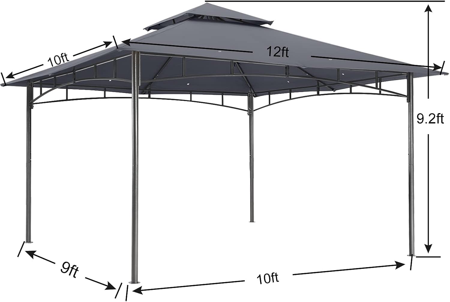ABCCANOPY - Abri de jardin terrasse - 3 x 30,5 cm - acier, gris