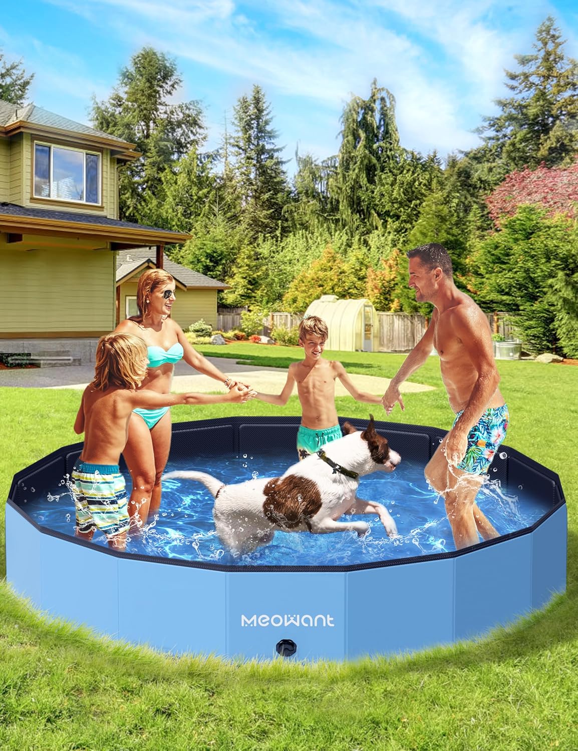 Meowant - Piscine Pliable Grand Chien - 200x30cm - Antidérapante intérieure/Extérieure
