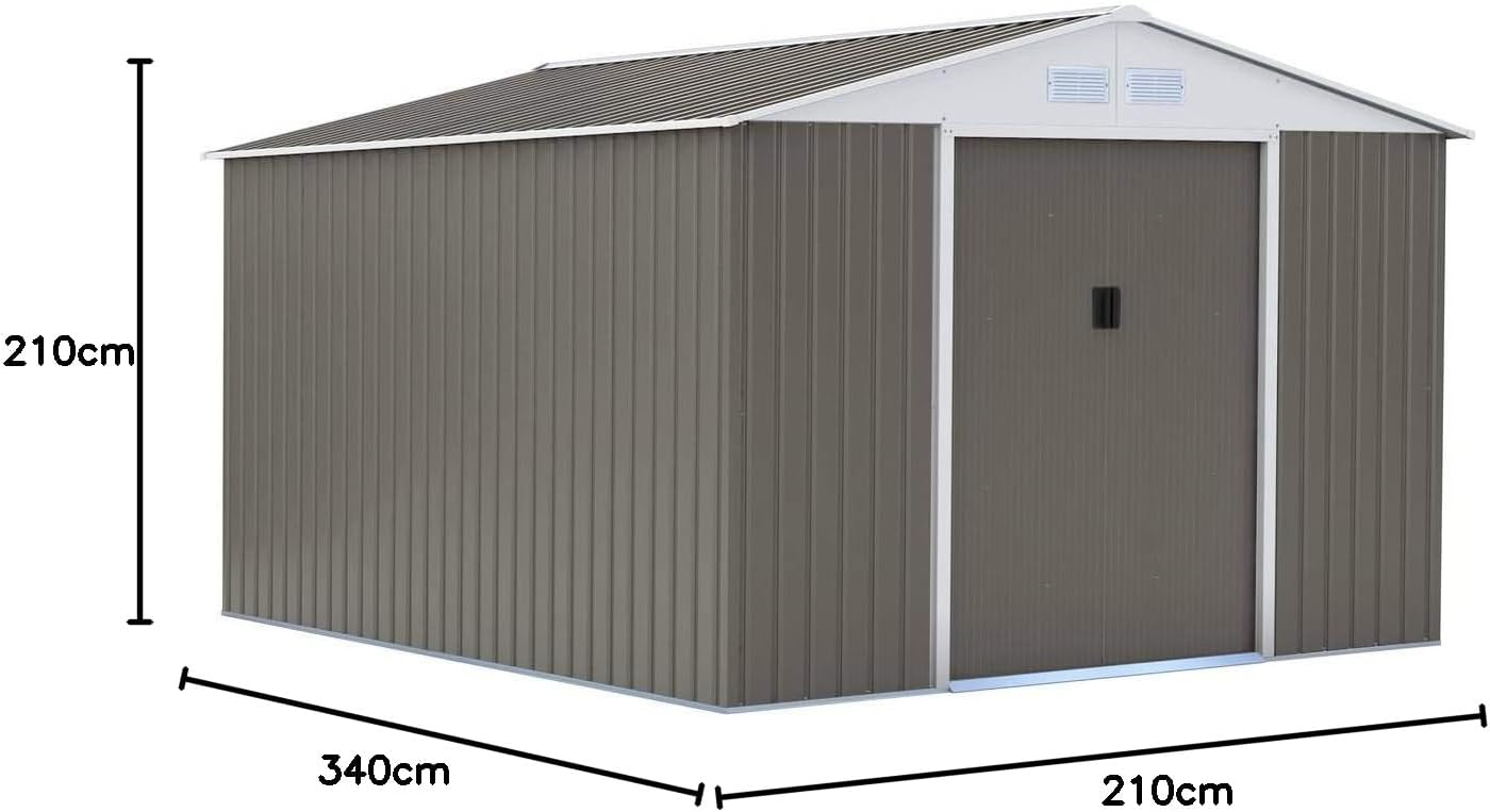 Viva Green - Dallas - 15,16 m² - Abri de jardin métal gris/taupe/blanc - 1299_74728