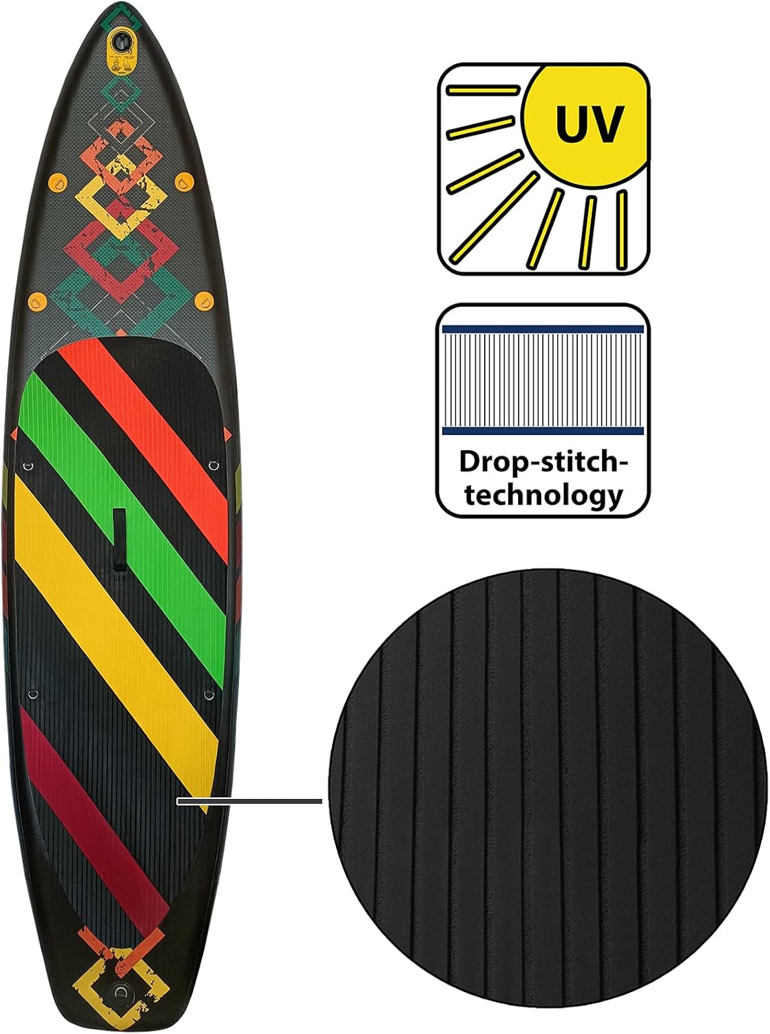 ALPIDEX Stand Up Paddle Board 320x76x15 cm Sup Planche Gonflable iSup Sac à Dos Pagaie Pompe à Double Action Laisse Max. 200 kg