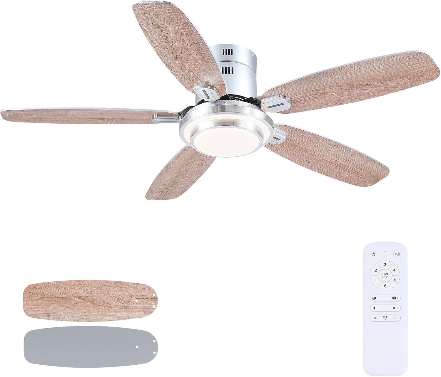 Kviflon - Ventilateur Plafond DC 127 cm, LED, télécommande, 3 pales