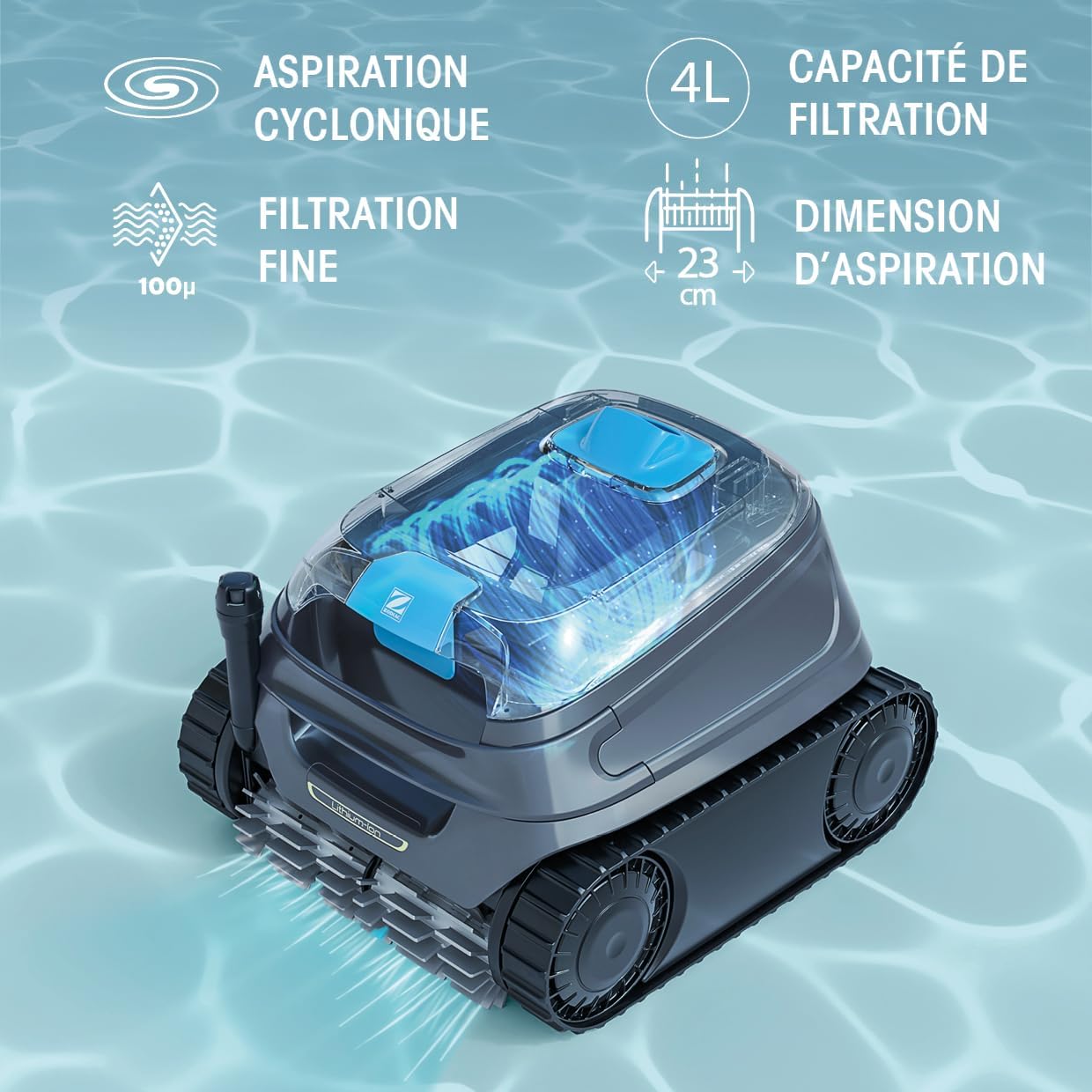 Zodiac - Freedom série - piscine jusqu'à 12x6m - télécommande, batterie lithium, nettoyage fond/murs/flottaison