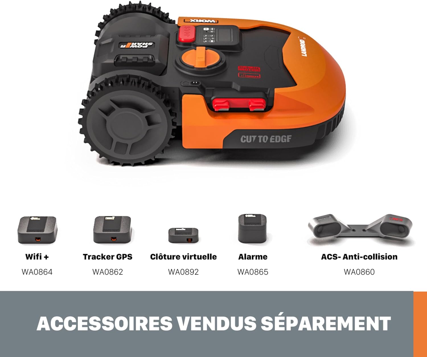 Worx - Landroid Plus - 250m² max 300m² - pente 35%, détection pluie WR169E