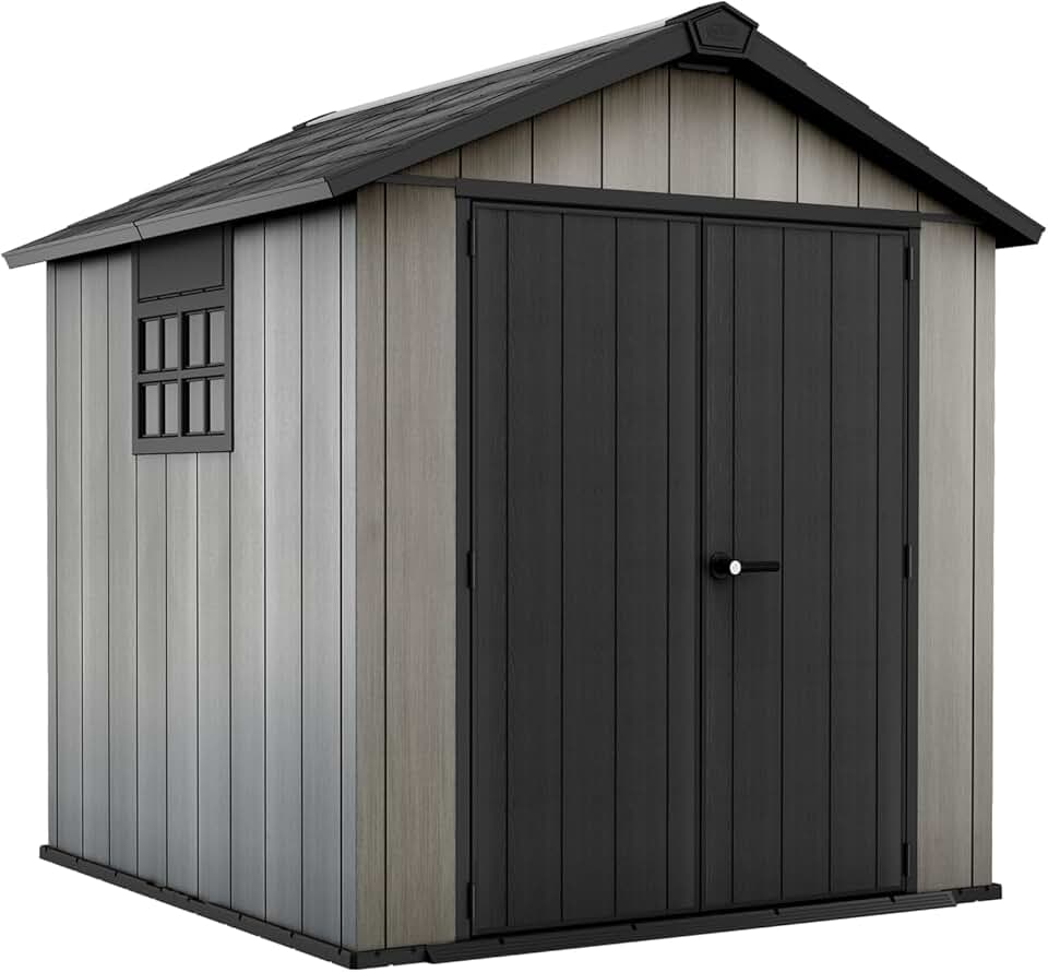 KETER - Oakland abri de jardin résine 4,5 m² double porte bois 757