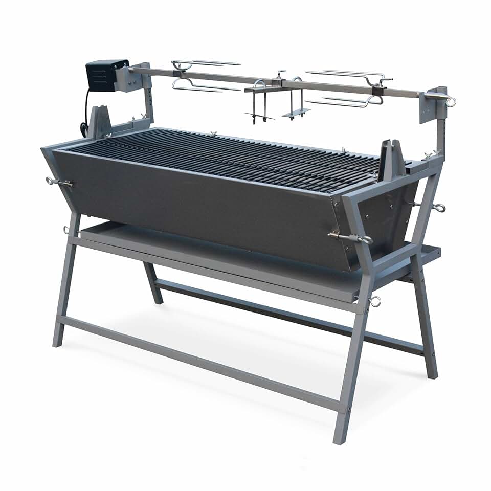 Alice's Garden - Mathurin Inox - rôtissoire inclinable, moteur barbecue, grillades réception