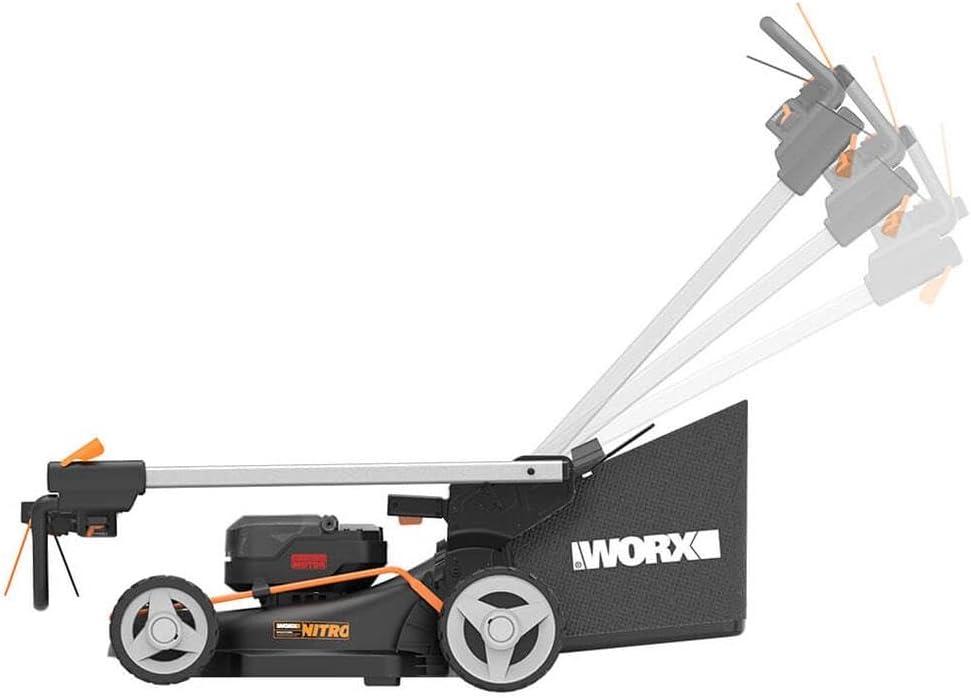 WORX - Tondeuse électrique sans fil 40V - Coupe 46cm, 7 niveaux, ramassage, mulching, poignée ergonomique, 2 batteries 4