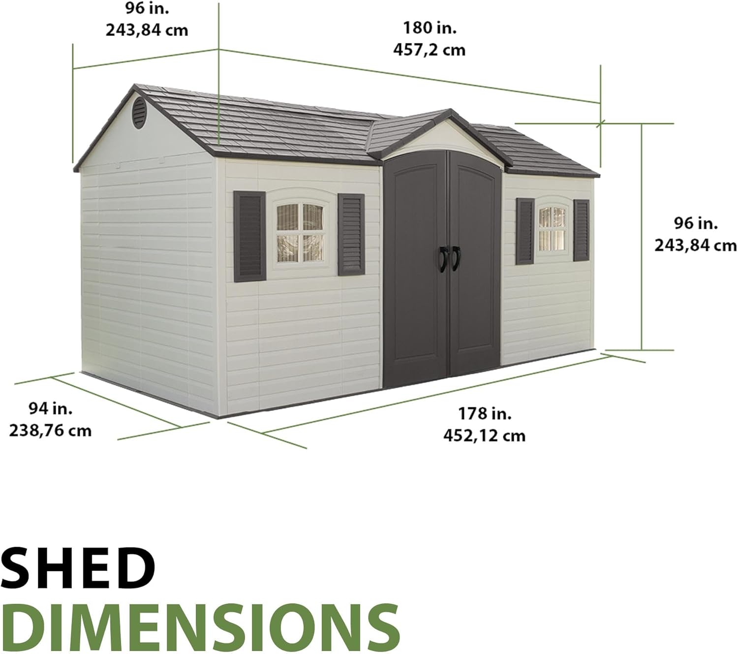 Lifetime - abri de jardin Tan - 445x235x243 cm - robuste, spacieux