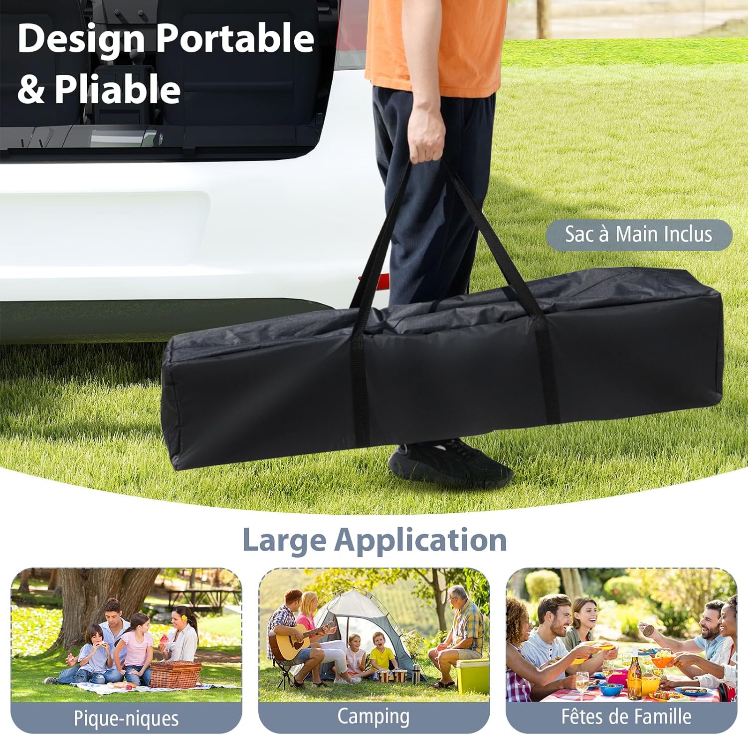 RELAX4LIFE - tonnelle pliante série 4x4 m - moustiquaire, tissu anti-UV, cadre métal