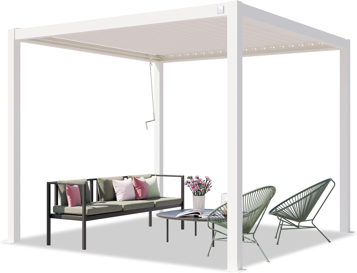 PRIMEYARD - Pergola série acier/aluminium - 3x3m - Lames orientables