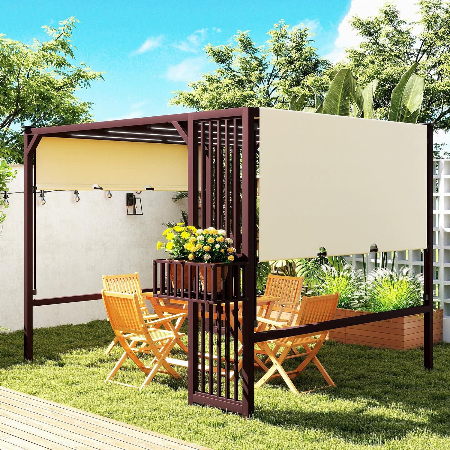 Outsunny - Pergola série UV30+ - 3x2,5m - toit ouvrant, résistante hiver