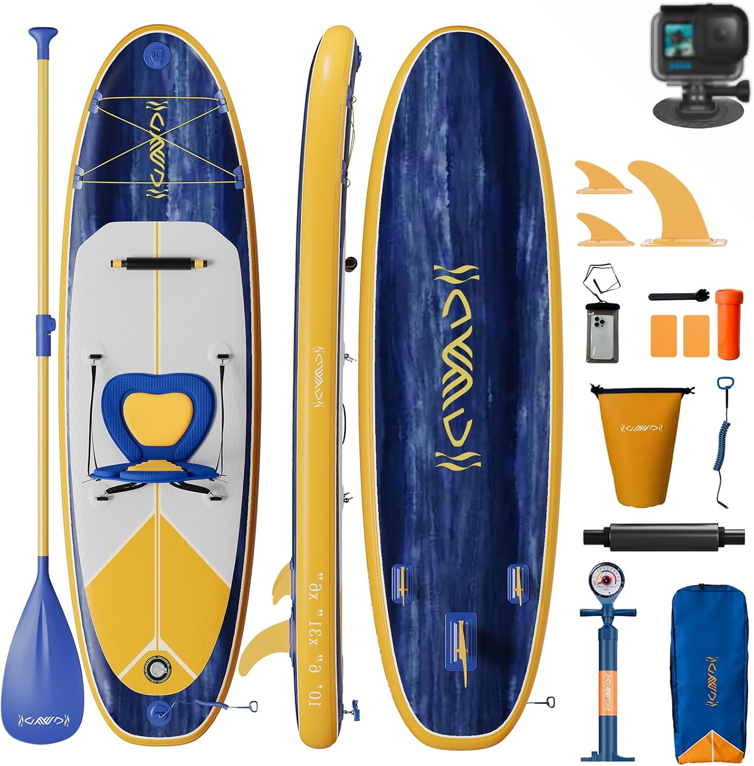 Devoko - Planche de paddle 320cm - siège, sup 2-en-1, 130kg charge