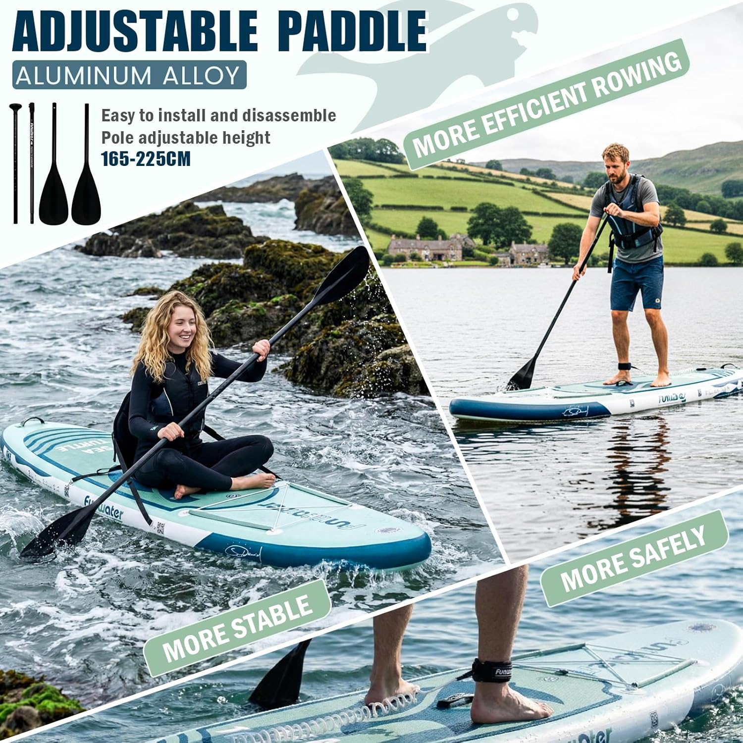 FunWater - Surf Gonflable Accessoire complet 320cm Pagaie Sac Pompe Laisse