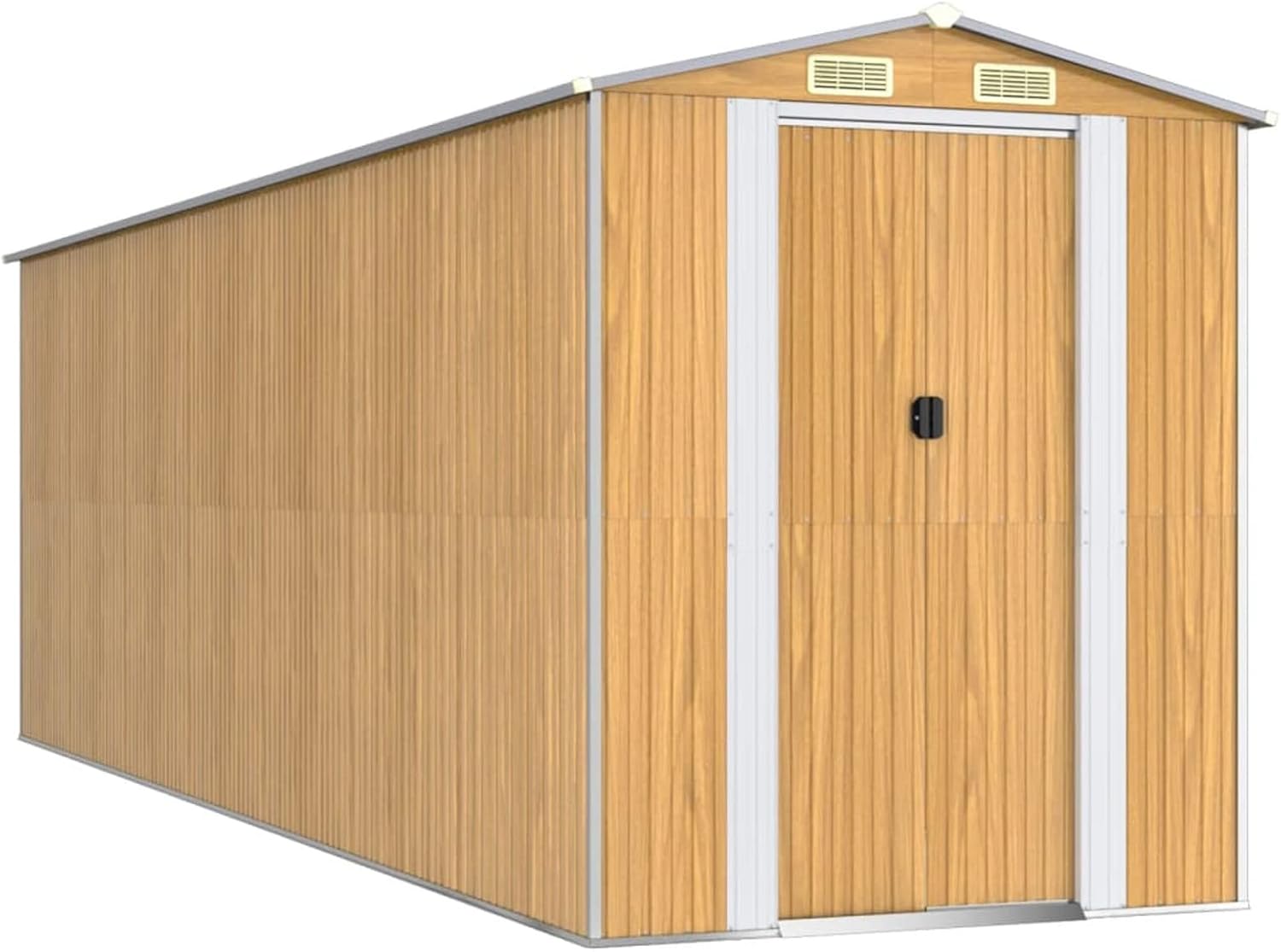 ShGaxin - abri de jardin acier galvanisé - 192x606x223 cm - marron clair