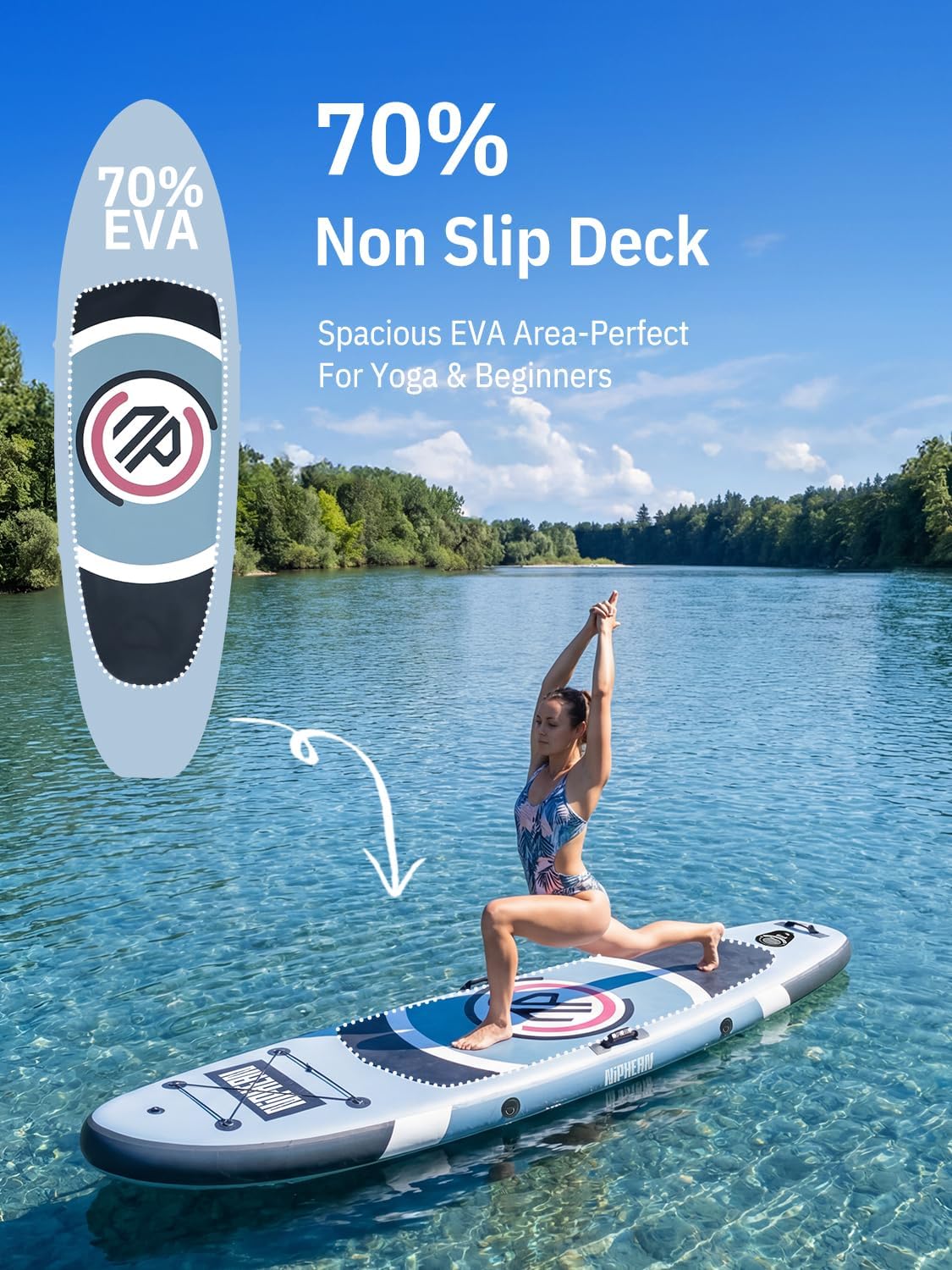 Niphean - paddle gonflable adulte avec siège - ultraléger - stabiltrac, antidérapant, yoga et animaux