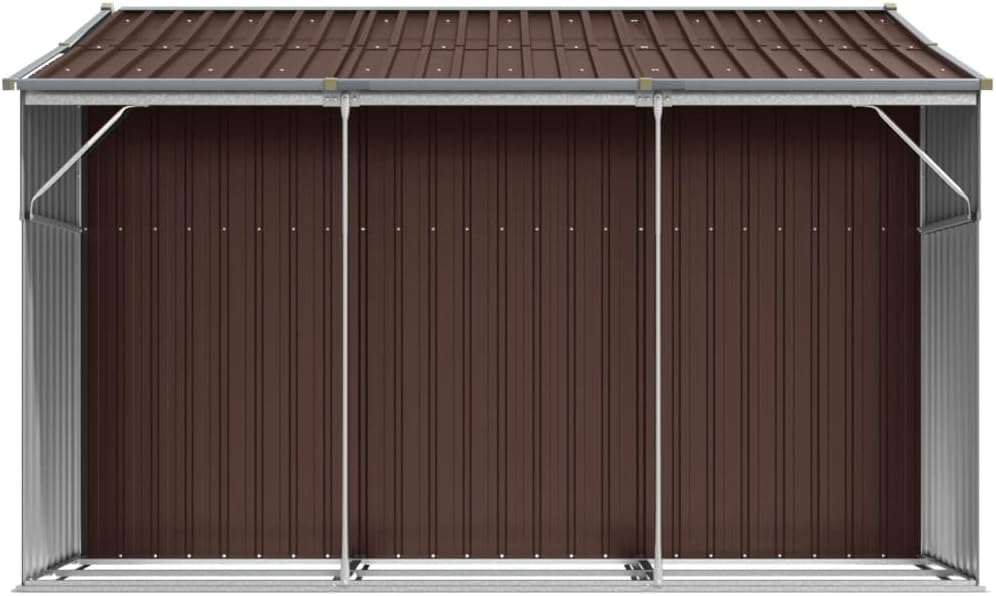 vidaXL Abri de Jardin, Cabane à Outils avec Poignées, Remise à Outils avec Toit Inclinable, Abri de Rangement Terrasse, Marron 277x279x179 cm Acier Galvanisé
