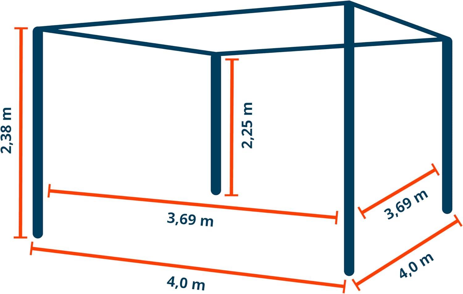 PRIMEYARD - Pergola série pavillon - 4x4 m - aluminium blanc, lames acier orientables