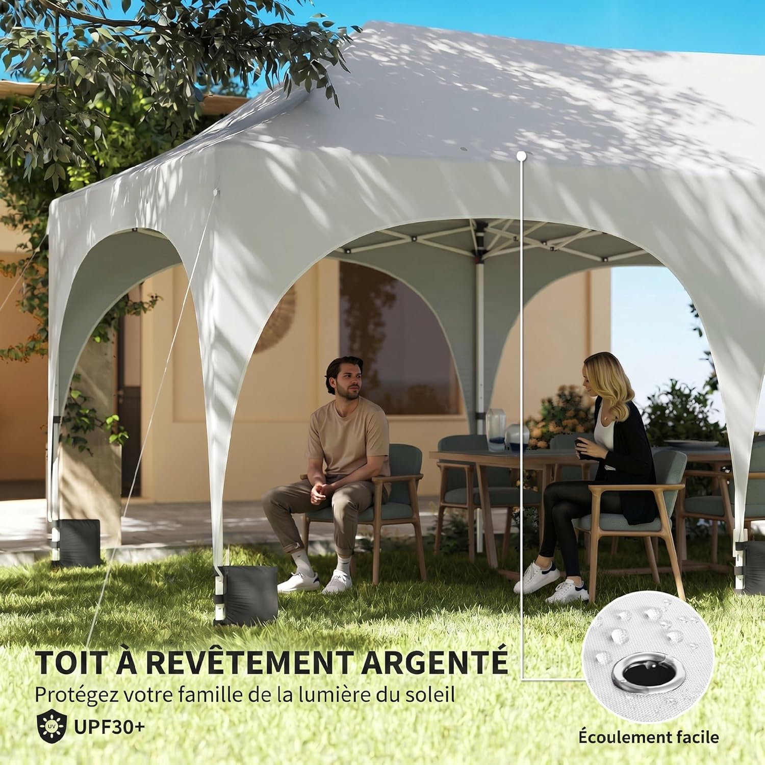 Outsunny - tonnelle pliante 3x6m, imperméable, anti-UV, 6 parois