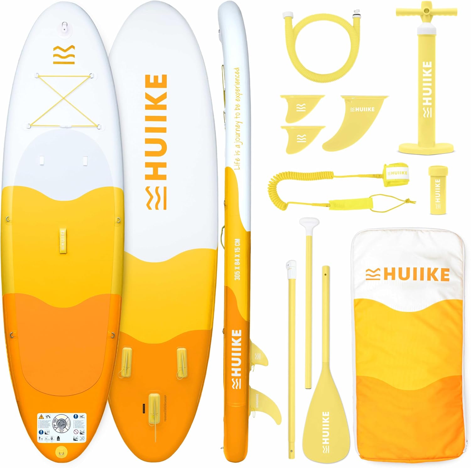 HUIIKE Paddle Gonflable Adulte avec Accessoires Inclus, Pagaie, Ailerons, Pompe. Planche de Stand Up Paddle Grande Stabilité et Résistance. 305 x 84 x 15 cm, Jusqu'à 130 kg