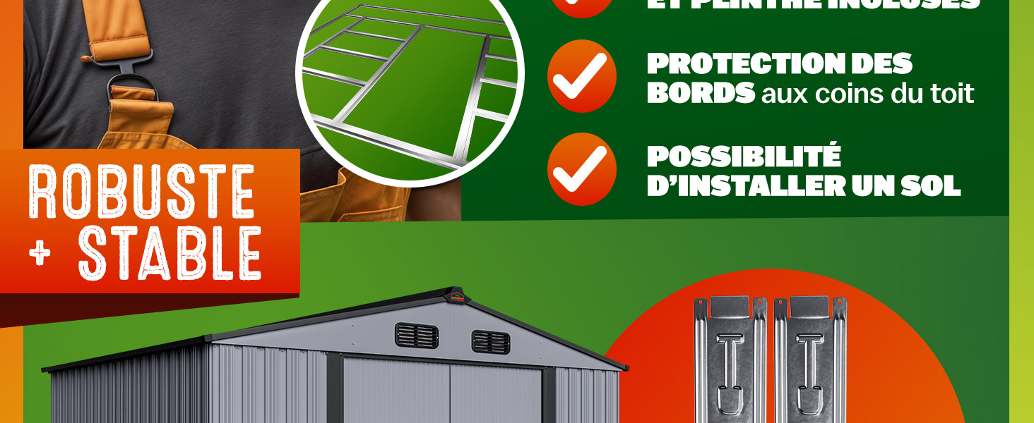 utils jardin abri exterieur résistant intempéries garage vélo tôle acier rangement jardin outils 
