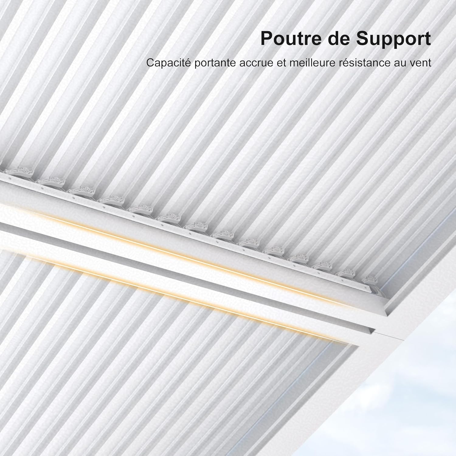 PURPLE LEAF - Pergola Bioclimatique - 4,24x3m - Aluminium, lames orientables, blanc
