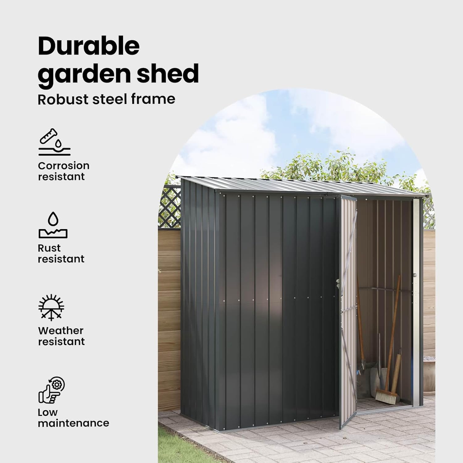 vidaXL - Cabanon anthracite - 203x85,5x200 cm - métal, résistant, moderne