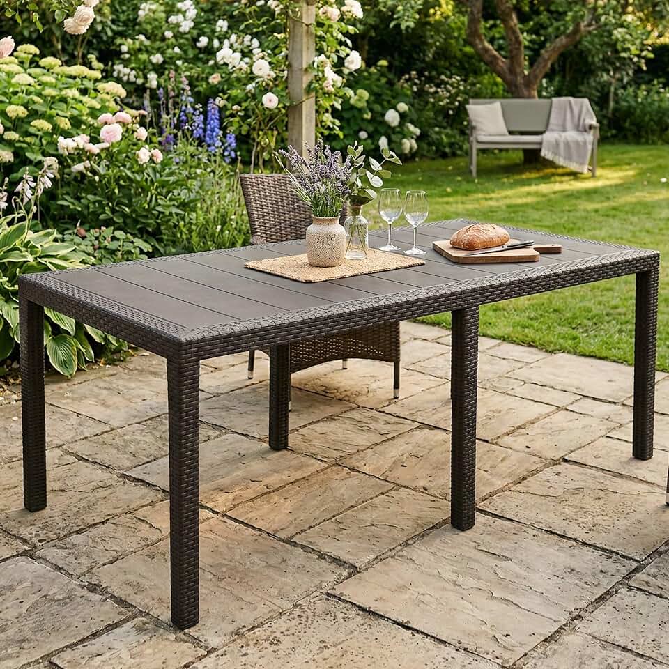 Dmora - table extensible extérieur anthracite - 150x90x72 cm - Made in Italy