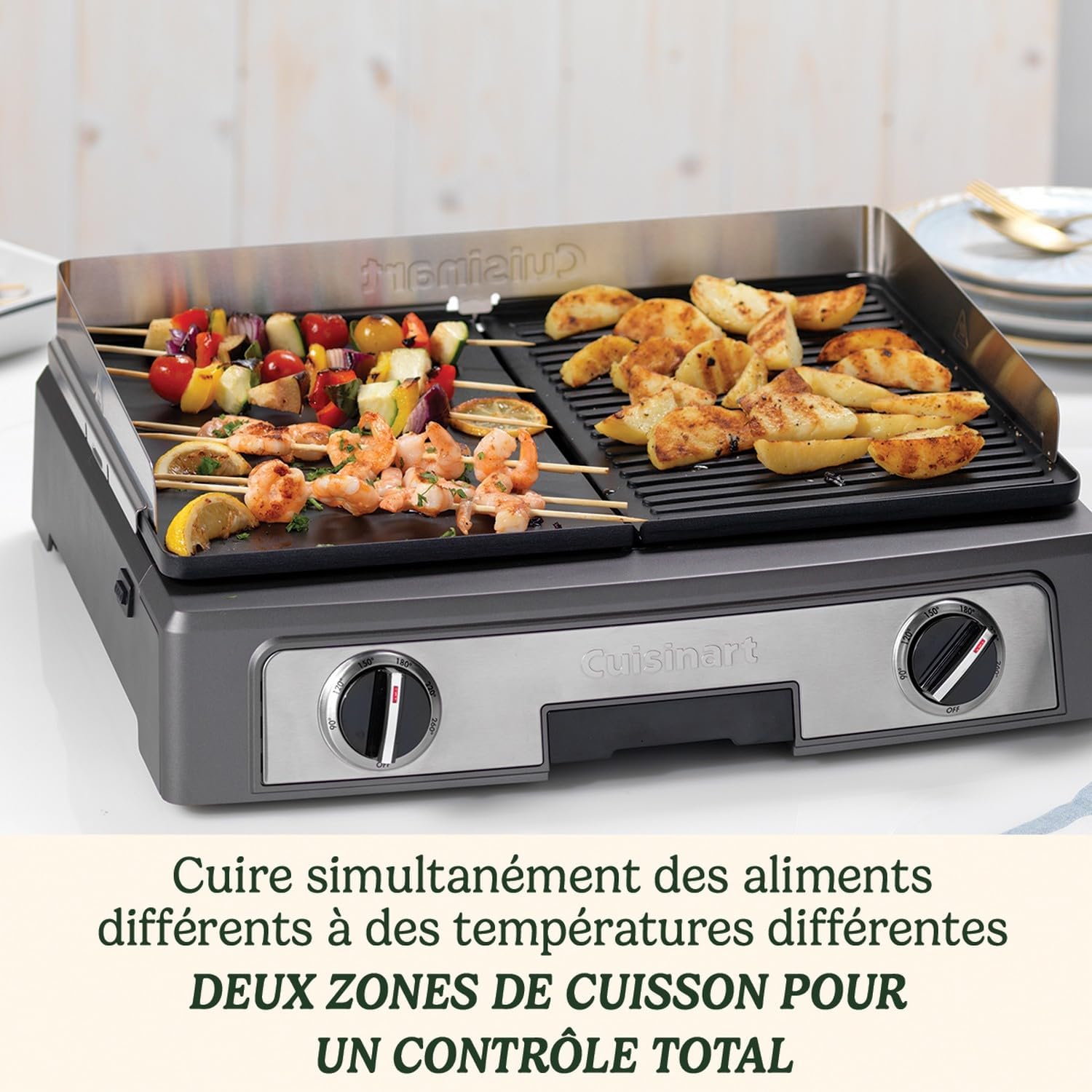 Cuisinart - Plancha double face - grande taille - 2 zones, 260°C, plaque amovible