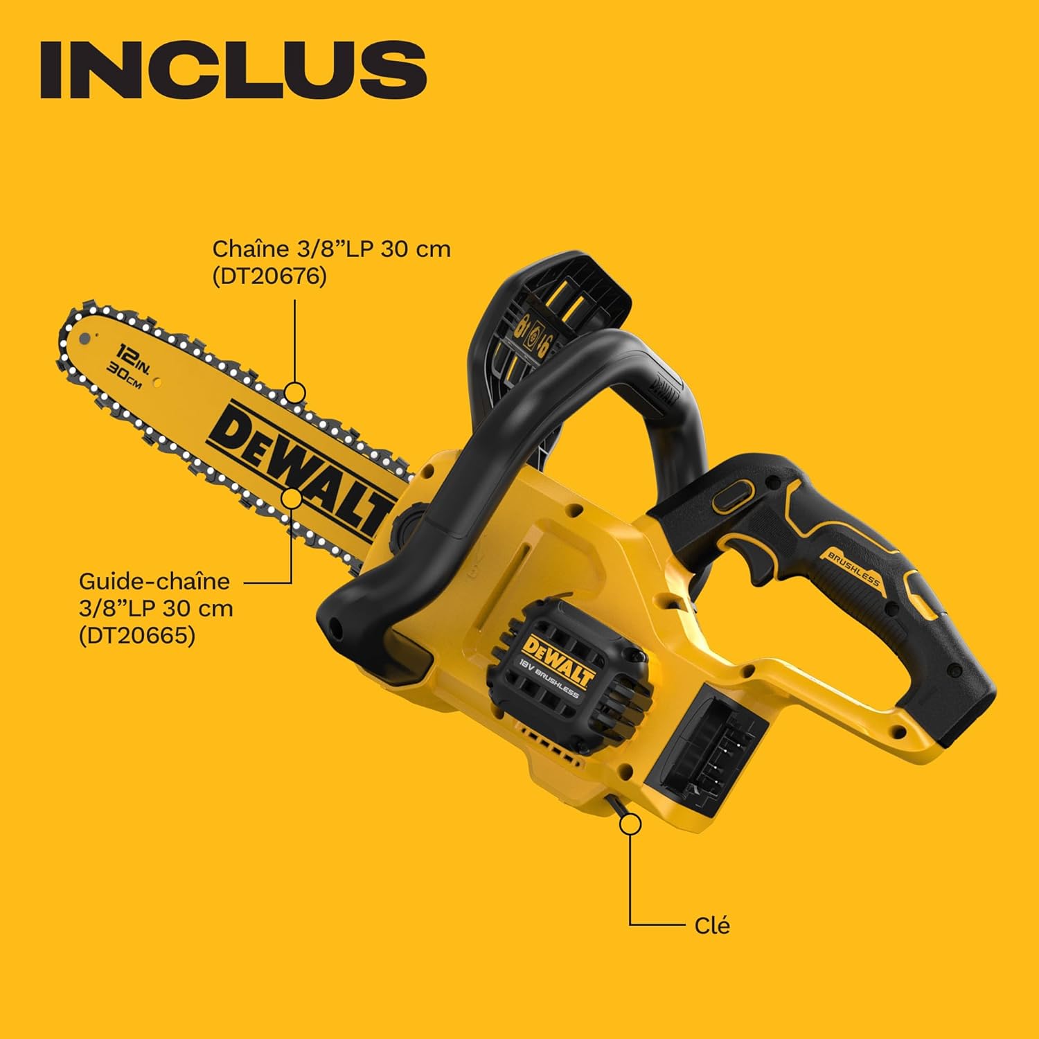 DEWALT - tronçonneuse XR 18V - lame 30cm, brushless, compacte - DCMCS565N-XJ