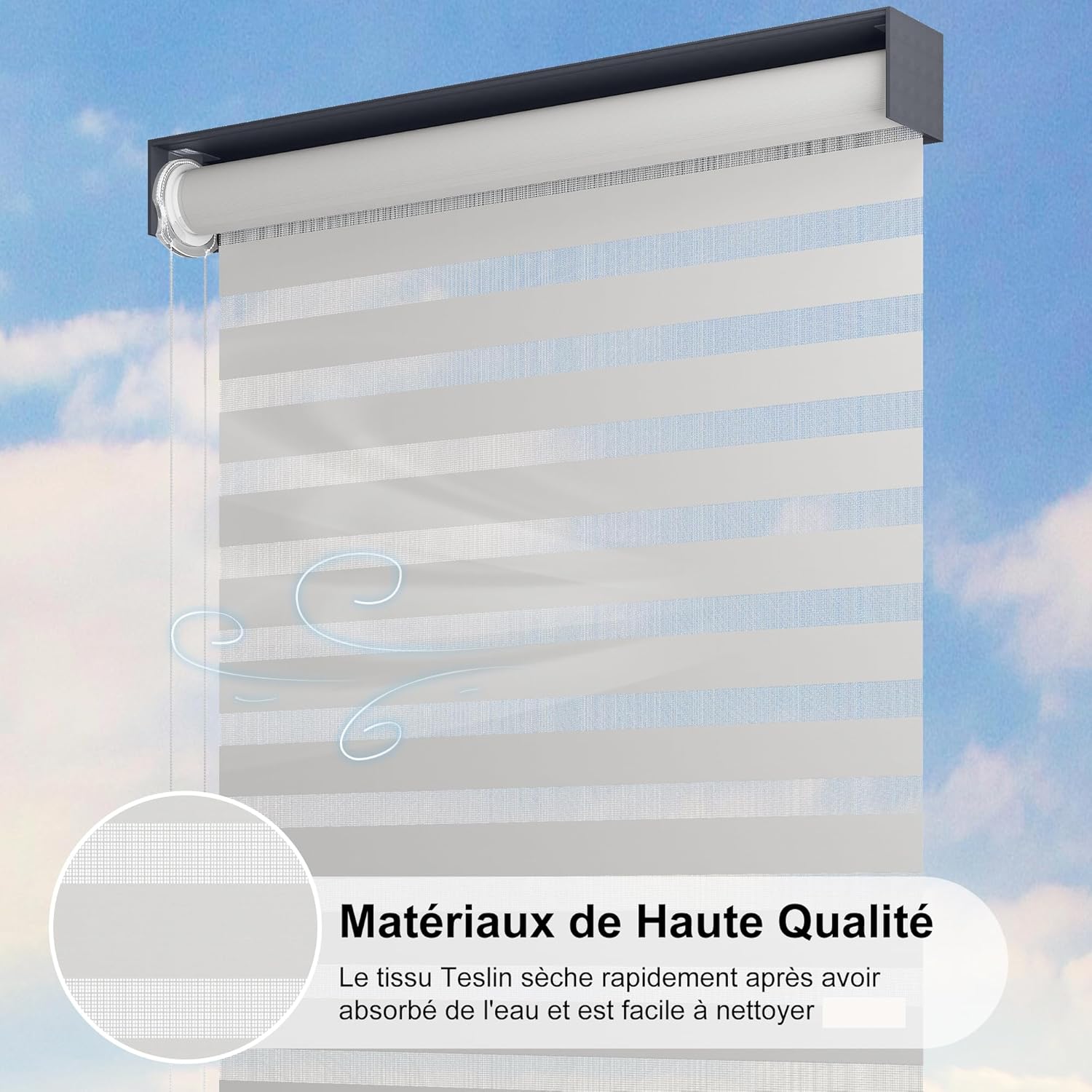 PURPLE LEAF - Pergola bioclimatique - 4,8x3 m - stores enrouleurs, lames orientables, gris
