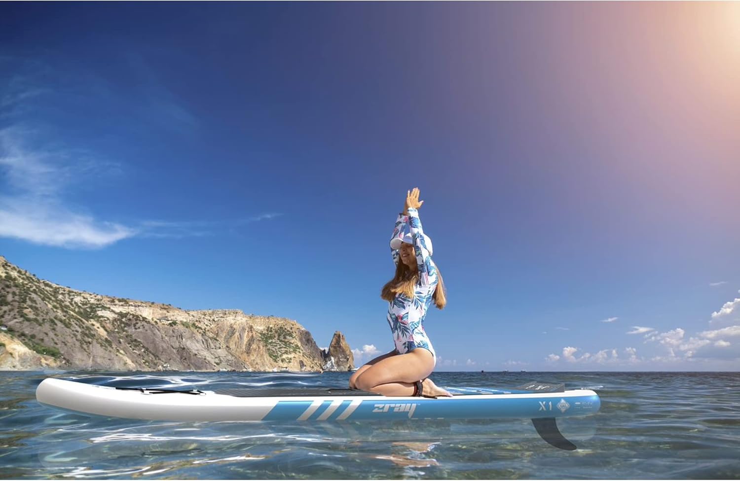 Zray - Sup Stand Up Paddle Gonflable X-Rider 10.2' - PB-ZX1E - Planche Gonflable Dropstitch - Leash, Pagaie, Pompe, Sac de Transport et Kit - Option Siege Kayak - Jusqu’à 125kg - 259l - 310x81x15cm