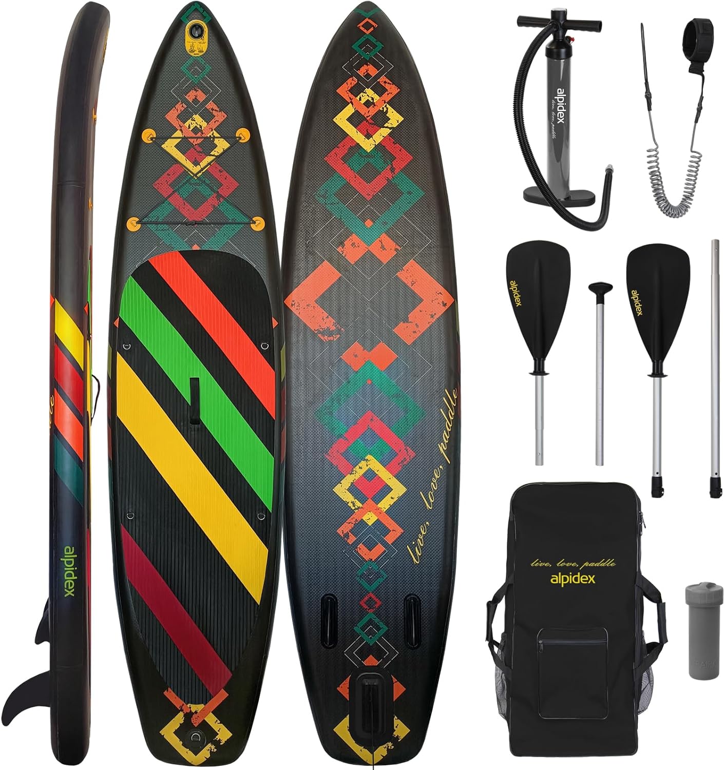 ALPIDEX Stand Up Paddle Board 320x76x15 cm Sup Planche Gonflable iSup Sac à Dos Pagaie Pompe à Double Action Laisse Max. 200 kg