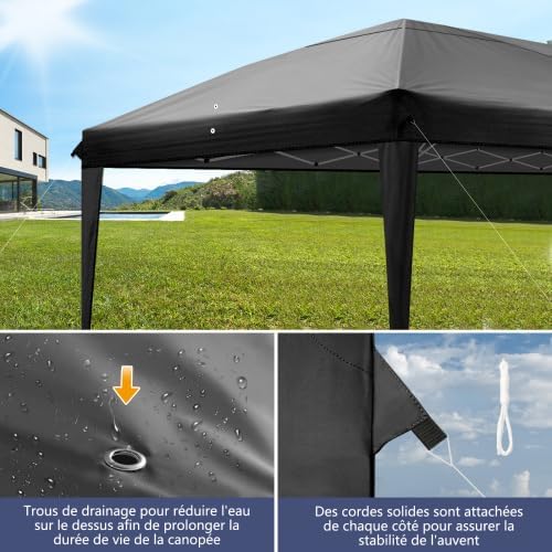 Bonnlo - Tonnelle pliante série jardin - 3x6m - imperméable, installation rapide, sac inclus.