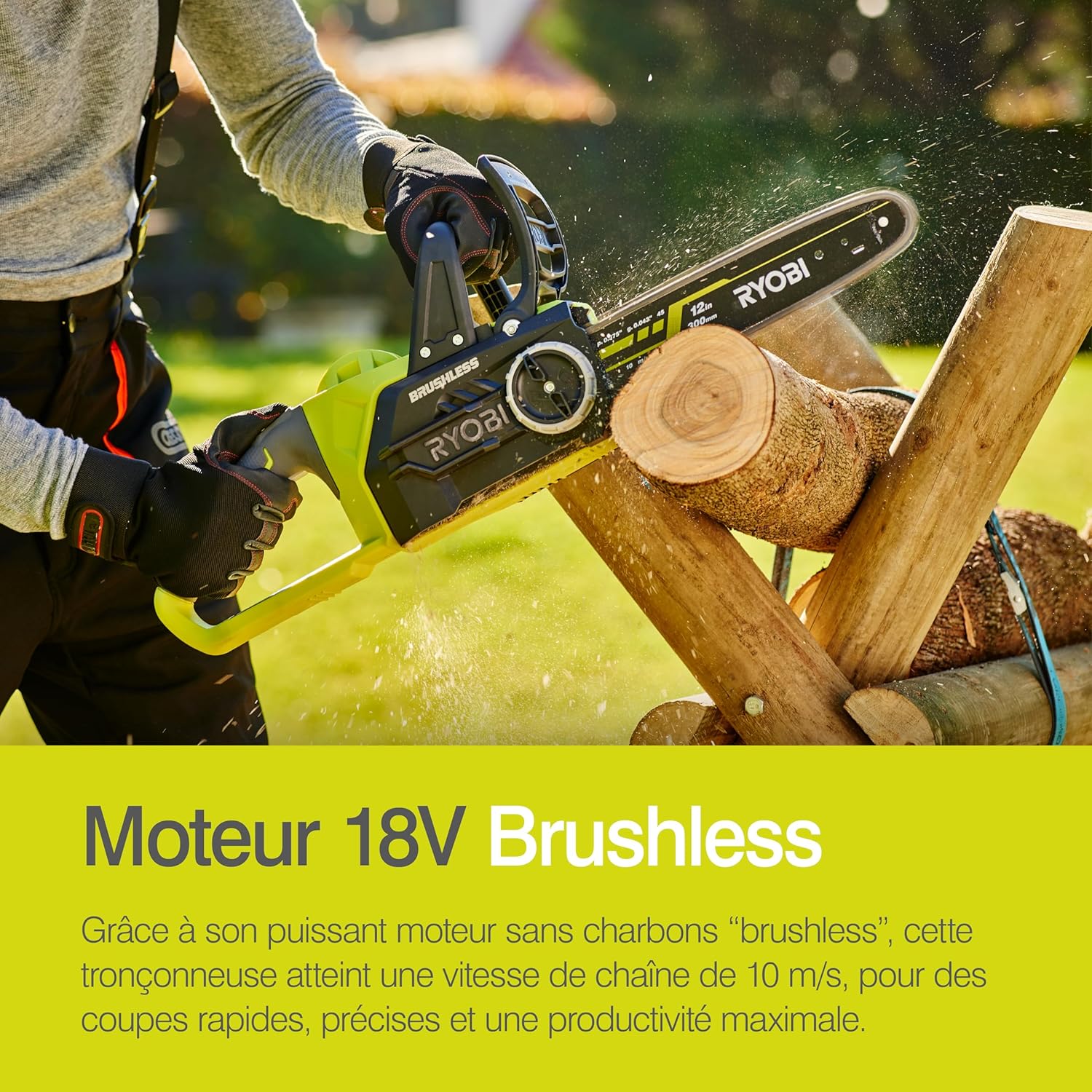 RYOBI - tronçonneuse ONE+ 30cm - lubrification auto, frein chaîne OCS1830