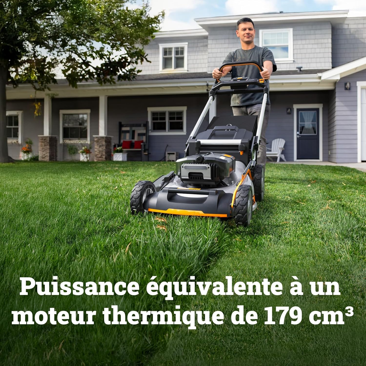 WORX - tondeuse sans fil série Brushless - 51 cm - 1000m², 70L, mulching, 7 coupes, 4x20V, WG761E