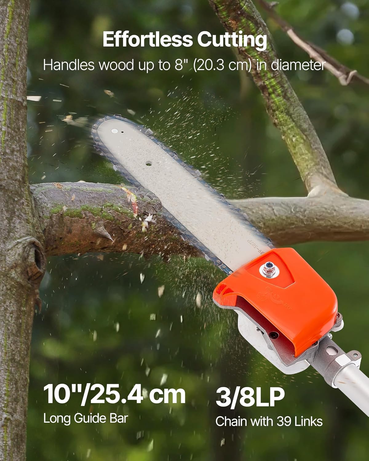 VEVOR - élagueuse thermique sur perche 43cc - 2,08-3,58m - sans fil, guide 25,4cm, réservoir 850ml