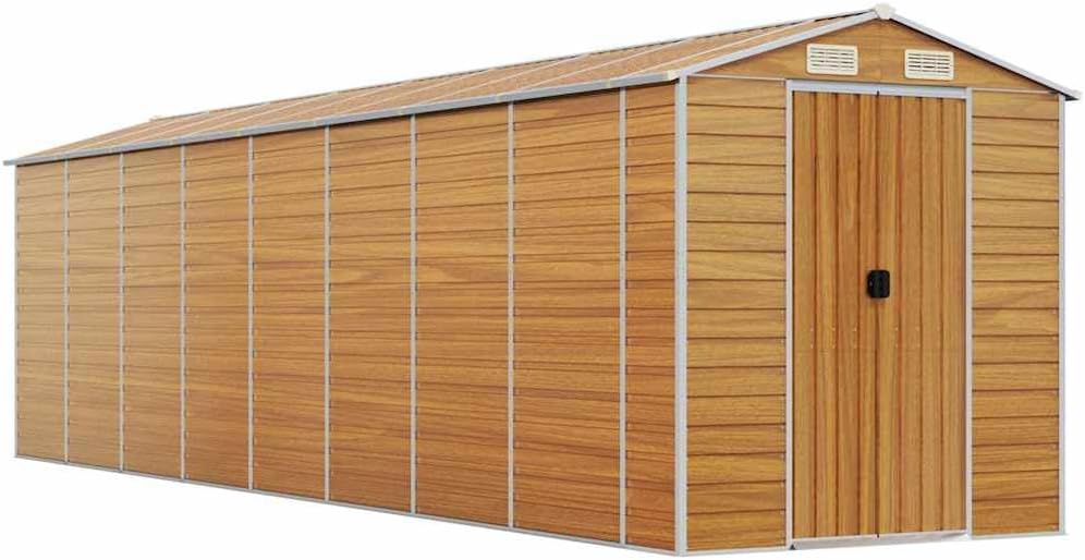 vidaXL Abri de Jardin Marron Clair 191x725x198 cm Acier galvanisé