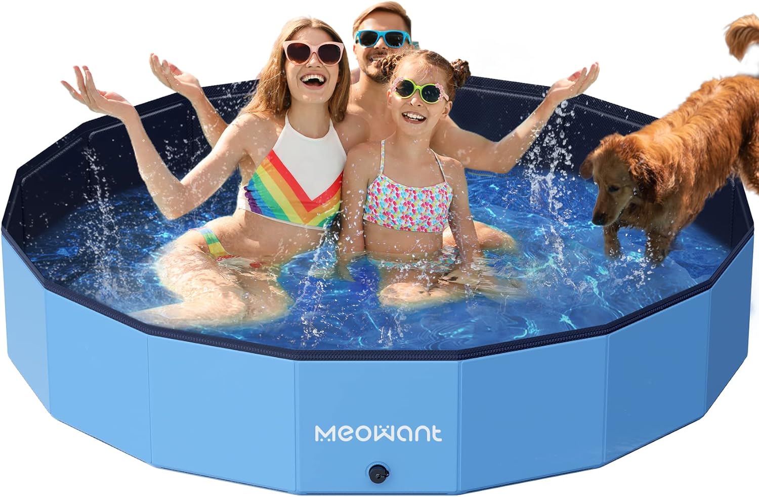 Meowant - Piscine Pliable Grand Chien - 200x30cm - Antidérapante intérieure/Extérieure