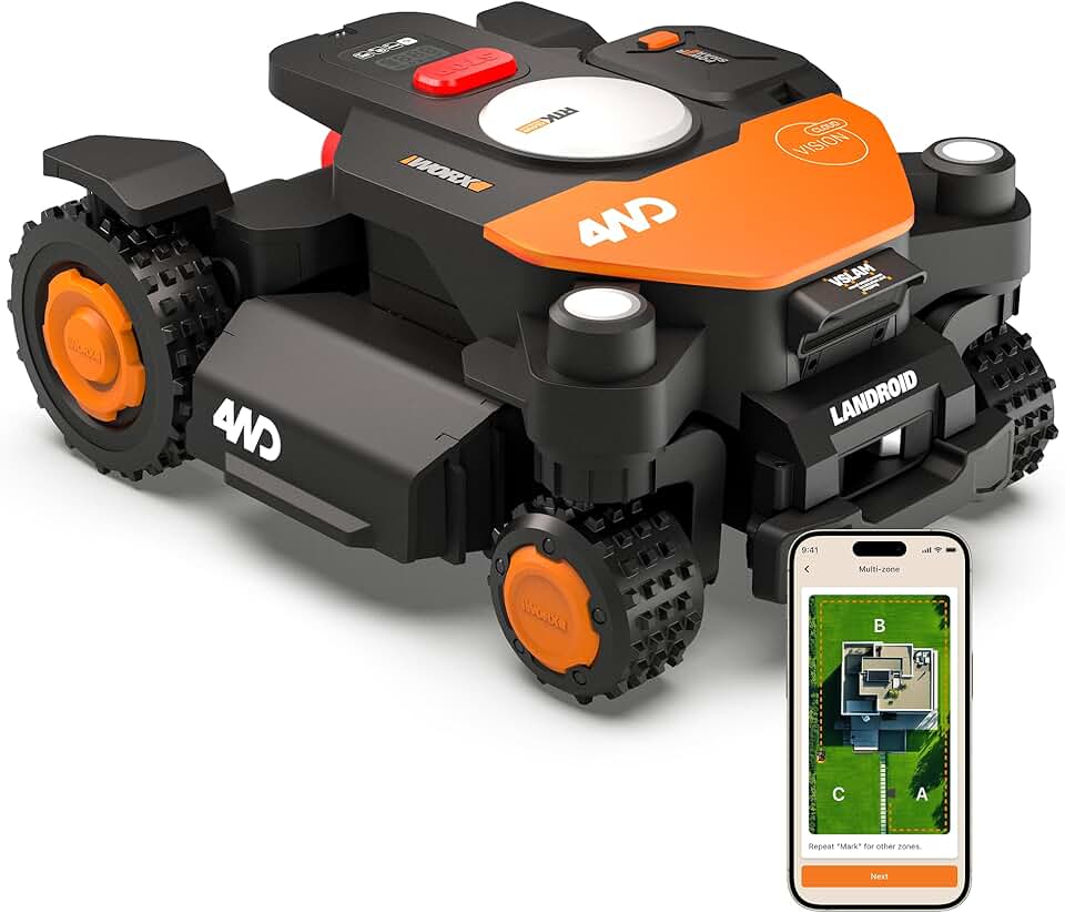 WORX - Vision Cloud 4WD - robot 600m² AI, VSLAM, RTK Cloud - WR340E