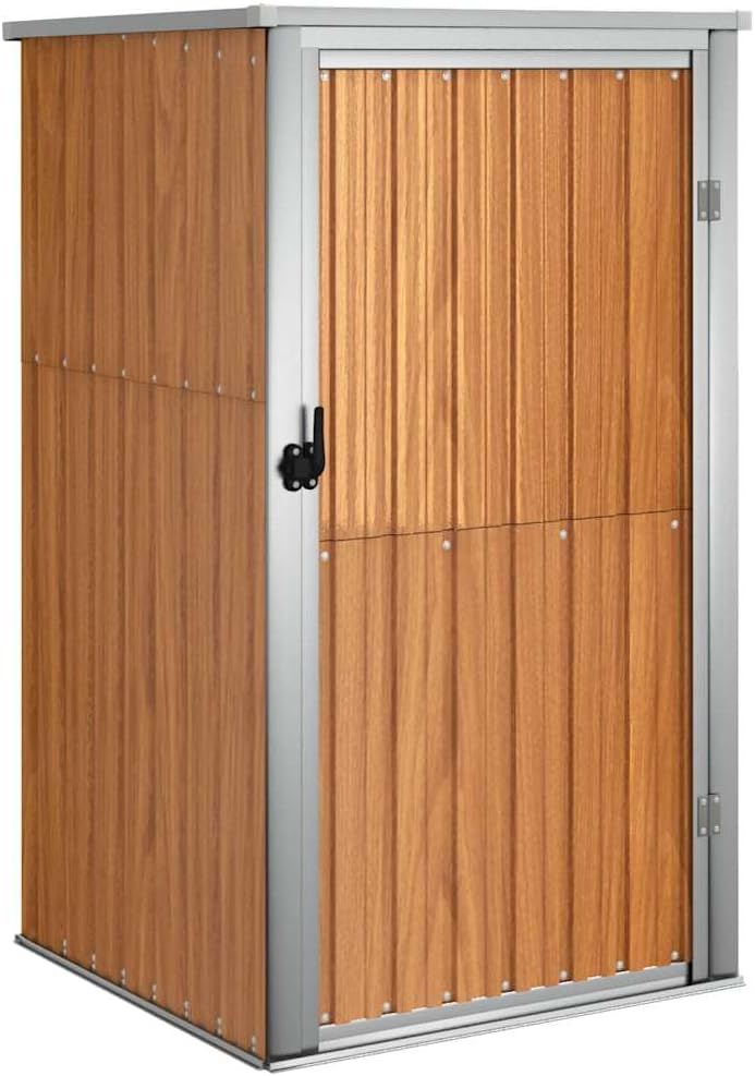 vidaXL Abri à Outils de Jardin Remise de Stockage Organisateur d'Outils Cabane de Rangement Extérieur Marron 88x89x161 cm Acier Galvanisé