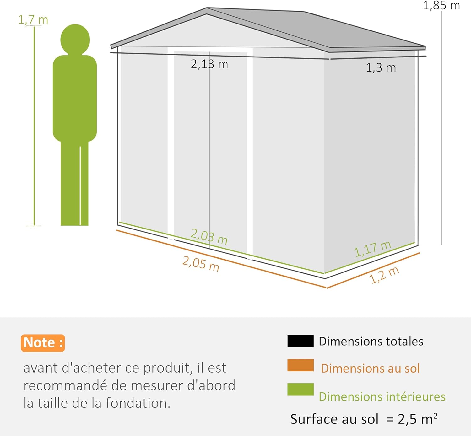 Outsunny - Abri de jardin métal 2,77 m², 213x130x185 cm, porte coulissante, marron