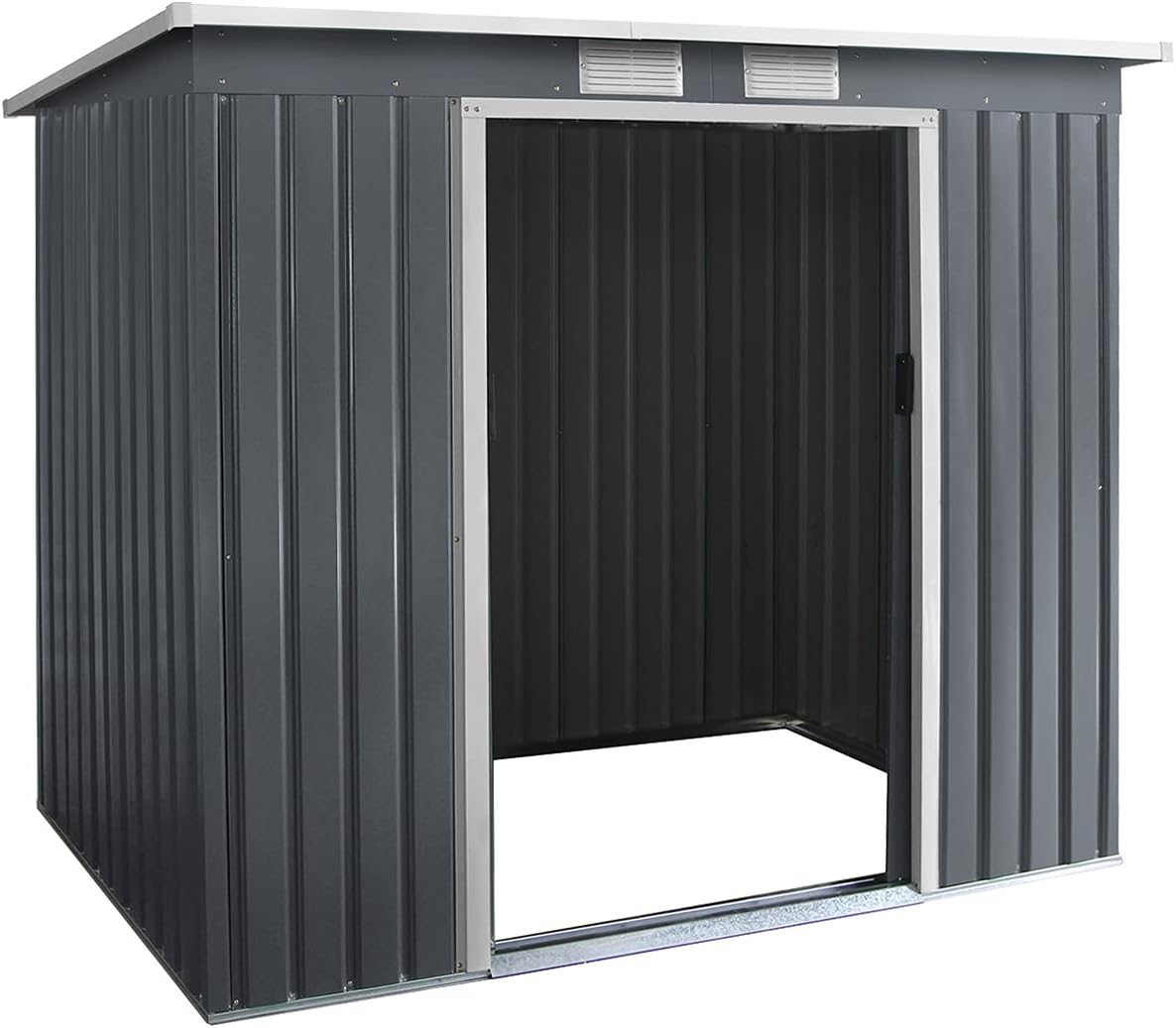 GIANTEX - abri de jardin métal, 213x130x173 cm, porte coulissante, fondation solide.