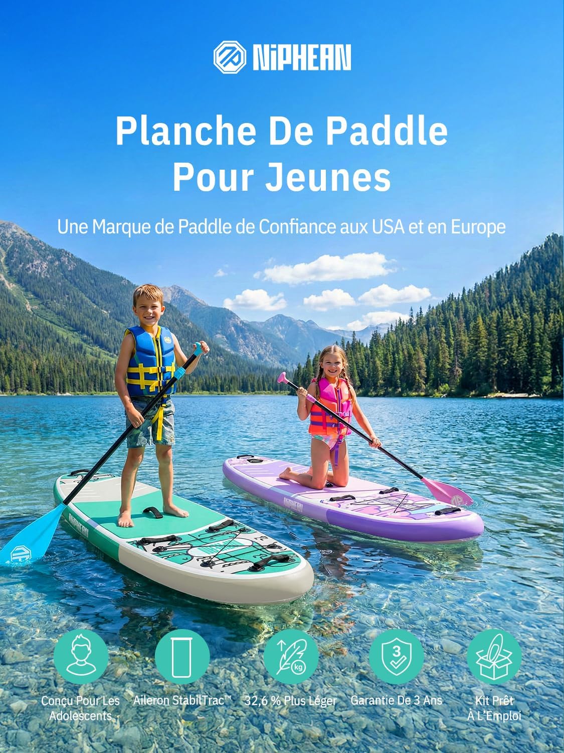 Niphean - planche SUP adulte 320cm, 200kg, accessoires & siège