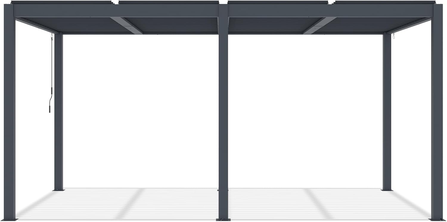 Cazeboo - Pergola bioclimatique autoportée 5x3m aluminium gris AGOSTA