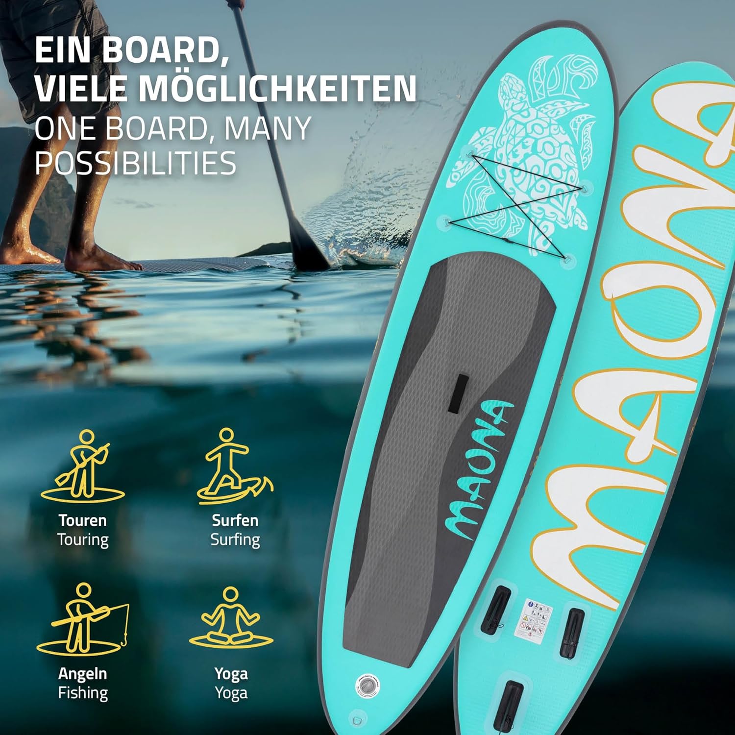 ECD Germany - Stand Up Paddle Gonflable - 305/308/320/380 cm - PVC 120/150 kg 10/15 cm