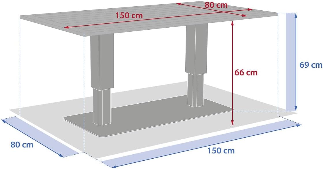 Hespéride - Salimia - 150x80 cm - table jardin relevable, alu, 6-8 pers