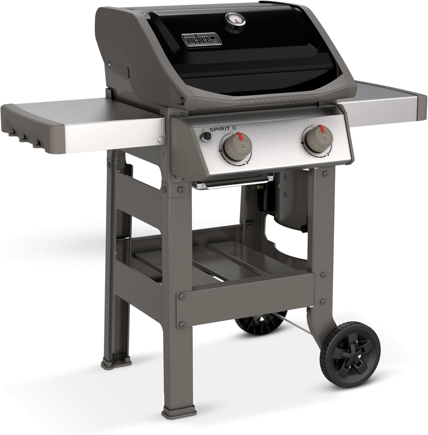 Weber - Spirit II E-210 - 51x46 cm - Barbecue gaz 2 brûleurs, grilles GBS, GS4, tablettes noir/argent
